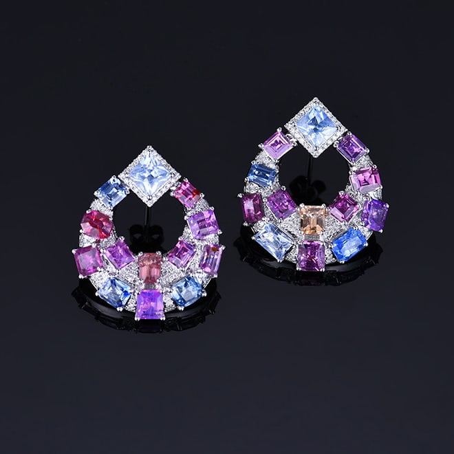 14k Gold 8.93 Ctw Natural Sapphire & Diamond Earrings - 3