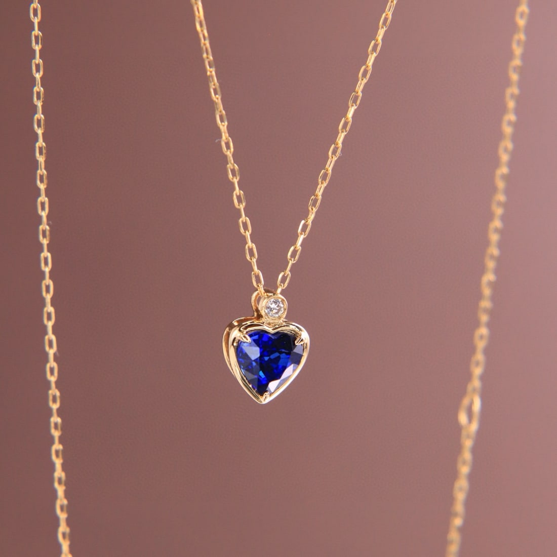 14k Gold 0.55 Ct Natural Sapphire & Diamond Necklace - 3