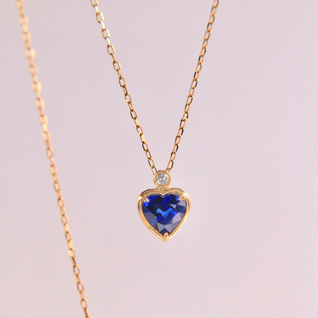 14k Gold 0.55 Ct Natural Sapphire & Diamond Necklace - 6