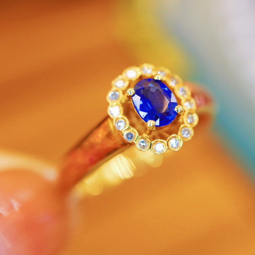 14k Gold 0.43 Ctw Natural Sapphire & Diamond Ring - 2