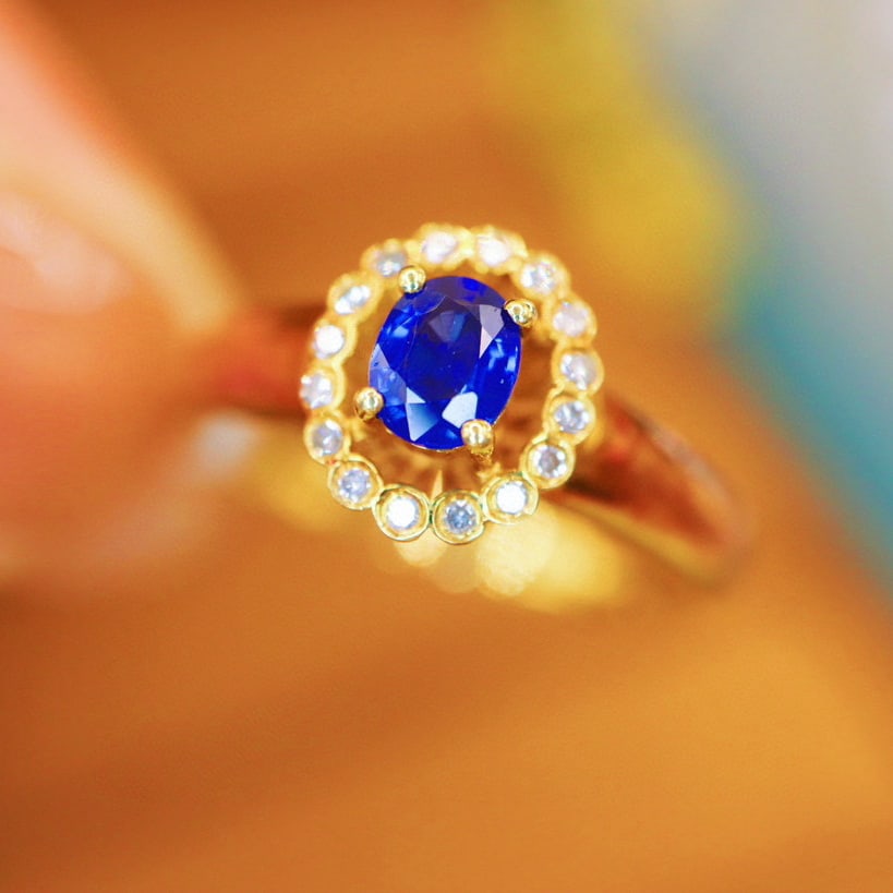 14k Gold 0.43 Ctw Natural Sapphire & Diamond Ring - 3