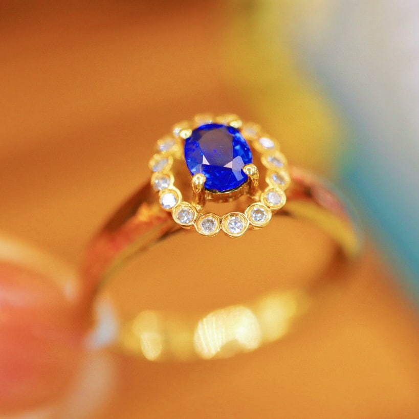 14k Gold 0.43 Ctw Natural Sapphire & Diamond Ring - 4