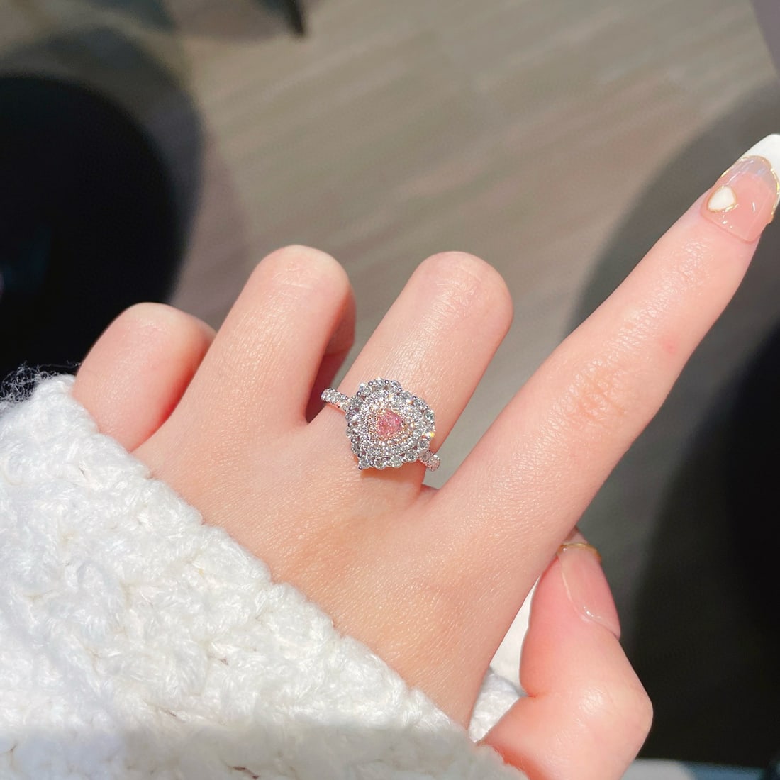 14k Gold 0.81 Ctw Natural Pink Diamond & Diamond Ring - 4