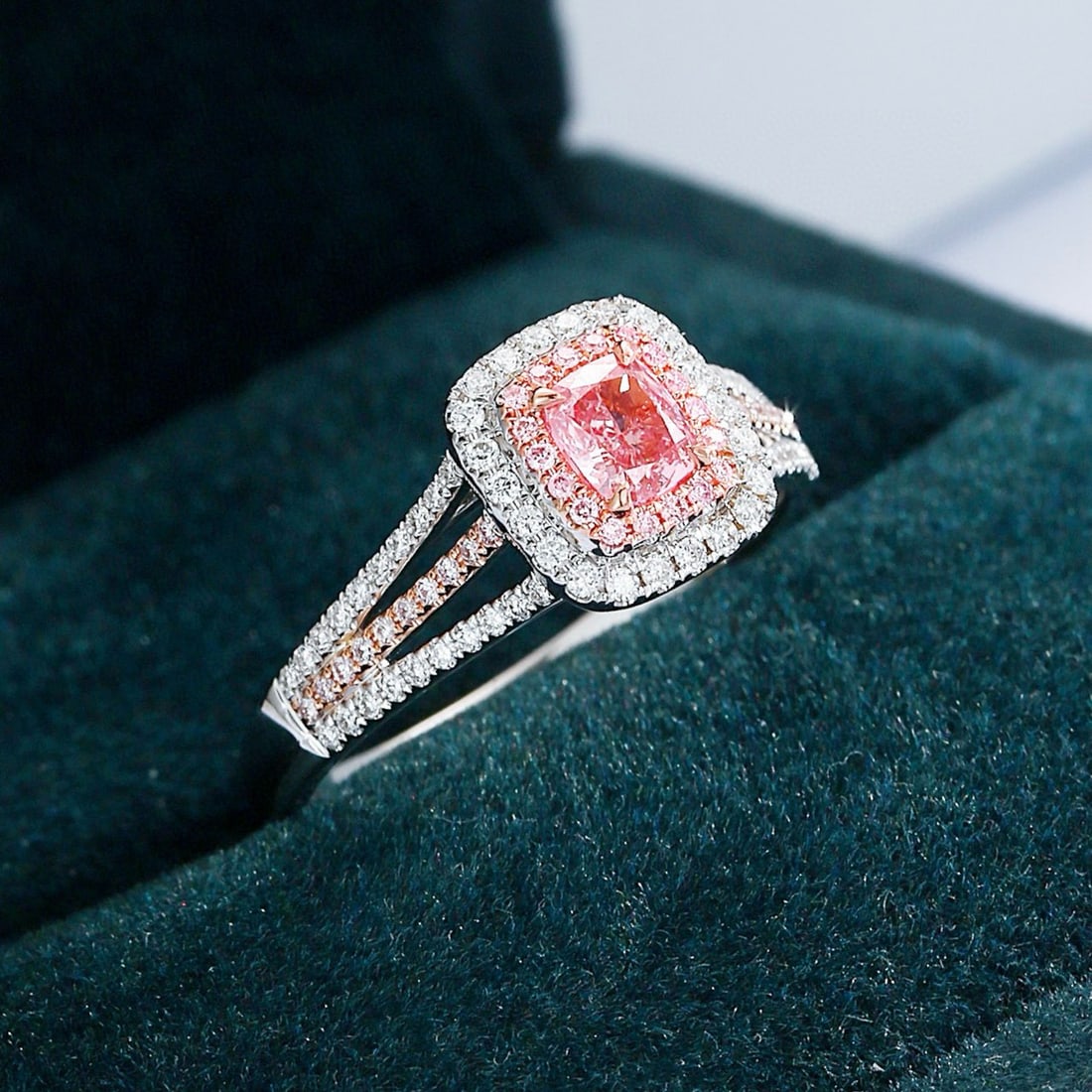 14k Gold 0.67 Ctw Natural Pink Diamond & Diamond Ring - 2