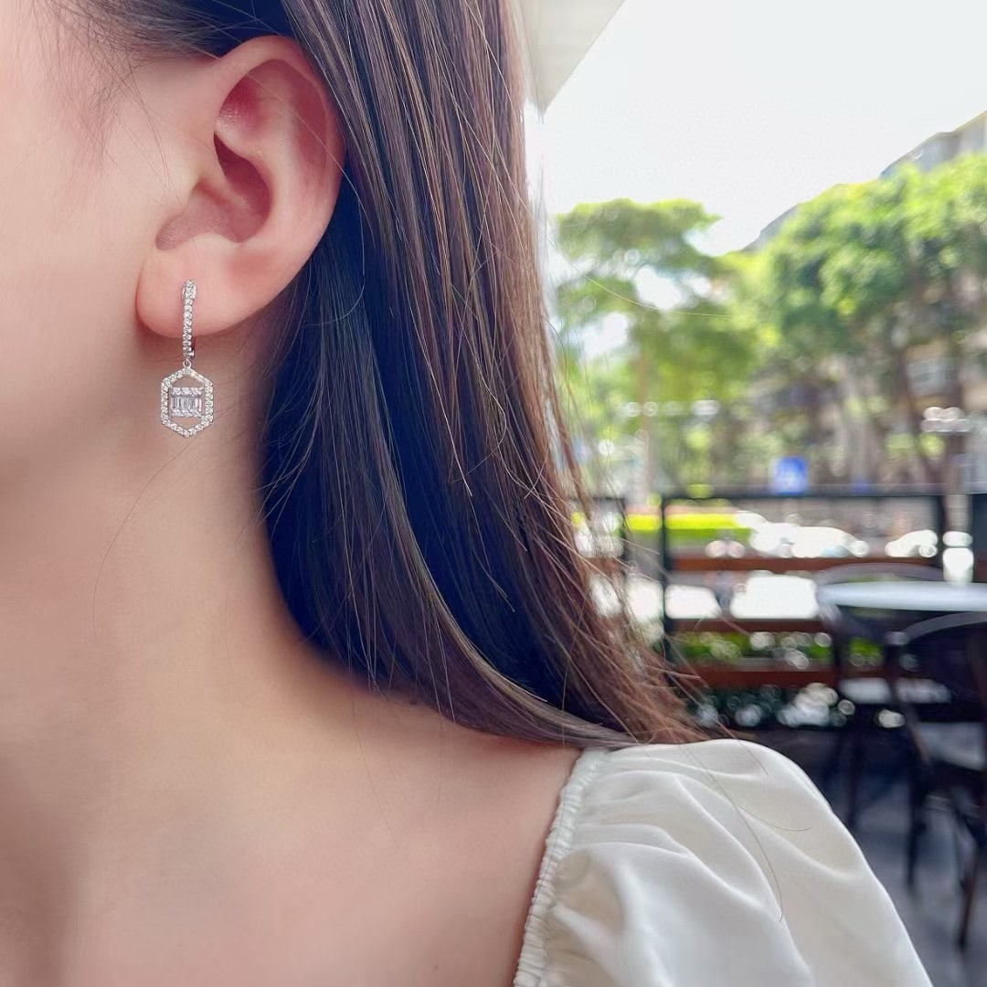 14k Gold 0.78 Ctw Natural H Diamond Earrings - 2