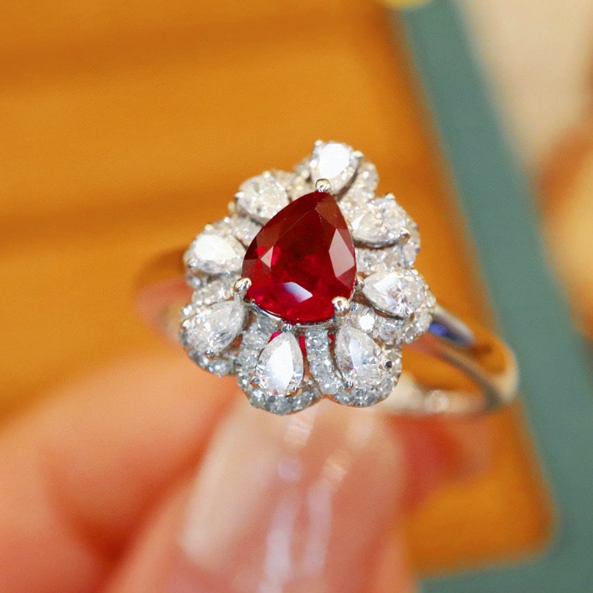 14k Gold 1.13 Ctw Natural Ruby & Diamond Ring/pendant( Without Chain ) - 2