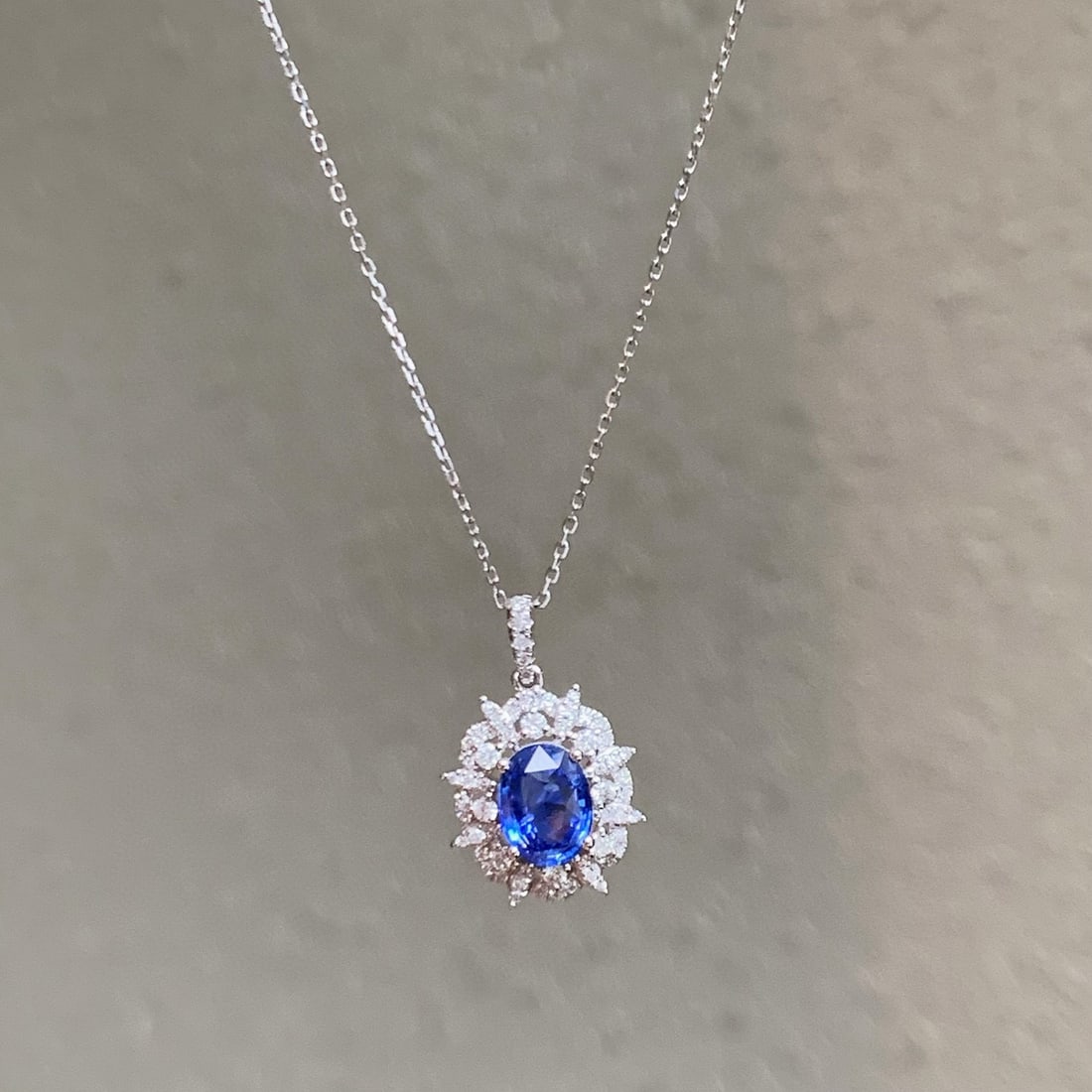 14k Gold 1.98 Ctw Natural Sapphire & Diamond Pendant( Without Chain ) - 2