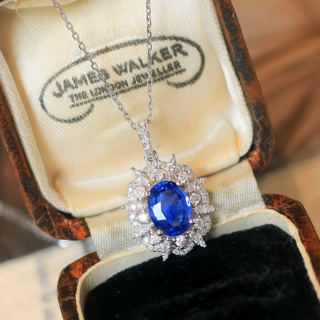 14k Gold 1.98 Ctw Natural Sapphire & Diamond Pendant( Without Chain ) - 7