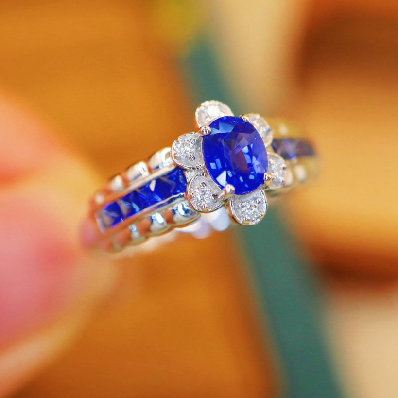 14k Gold 1.11 Ctw Natural Sapphire & Diamond Ring - 2