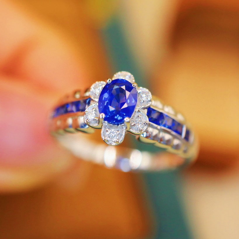 14k Gold 1.11 Ctw Natural Sapphire & Diamond Ring - 3