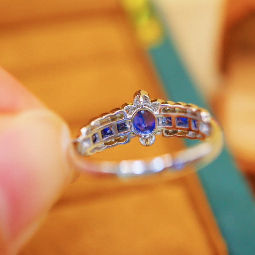 14k Gold 1.11 Ctw Natural Sapphire & Diamond Ring - 5