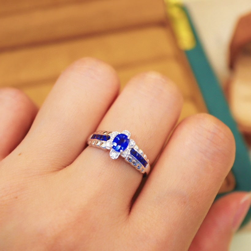 14k Gold 1.11 Ctw Natural Sapphire & Diamond Ring - 6