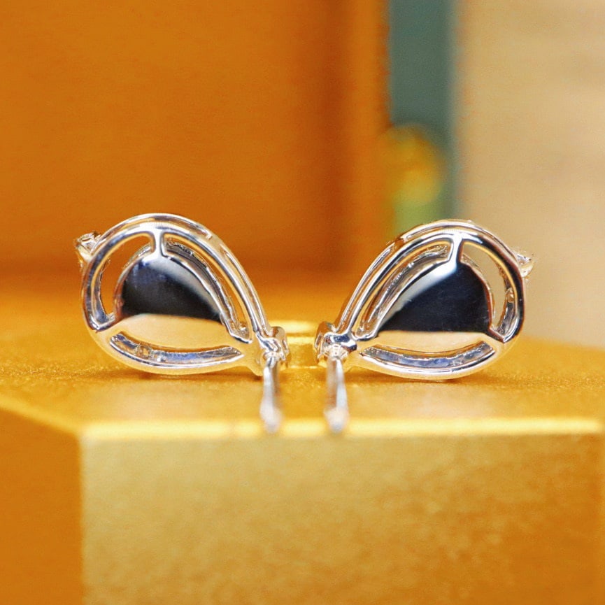 14k Gold 1.43 Ctw Natural Sapphire & Diamond Earrings - 2