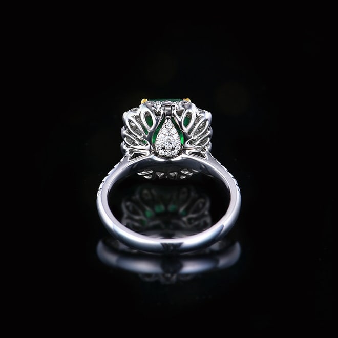 14k Gold 3.70 Ctw Vivid Green Natural Emerald & Diamond Ring/pendant( Without Chain ) - 3