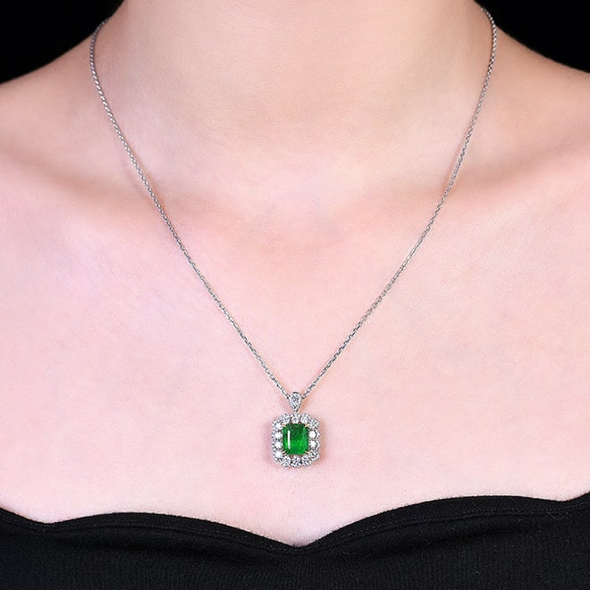 14k Gold 3.70 Ctw Vivid Green Natural Emerald & Diamond Ring/pendant( Without Chain ) - 6