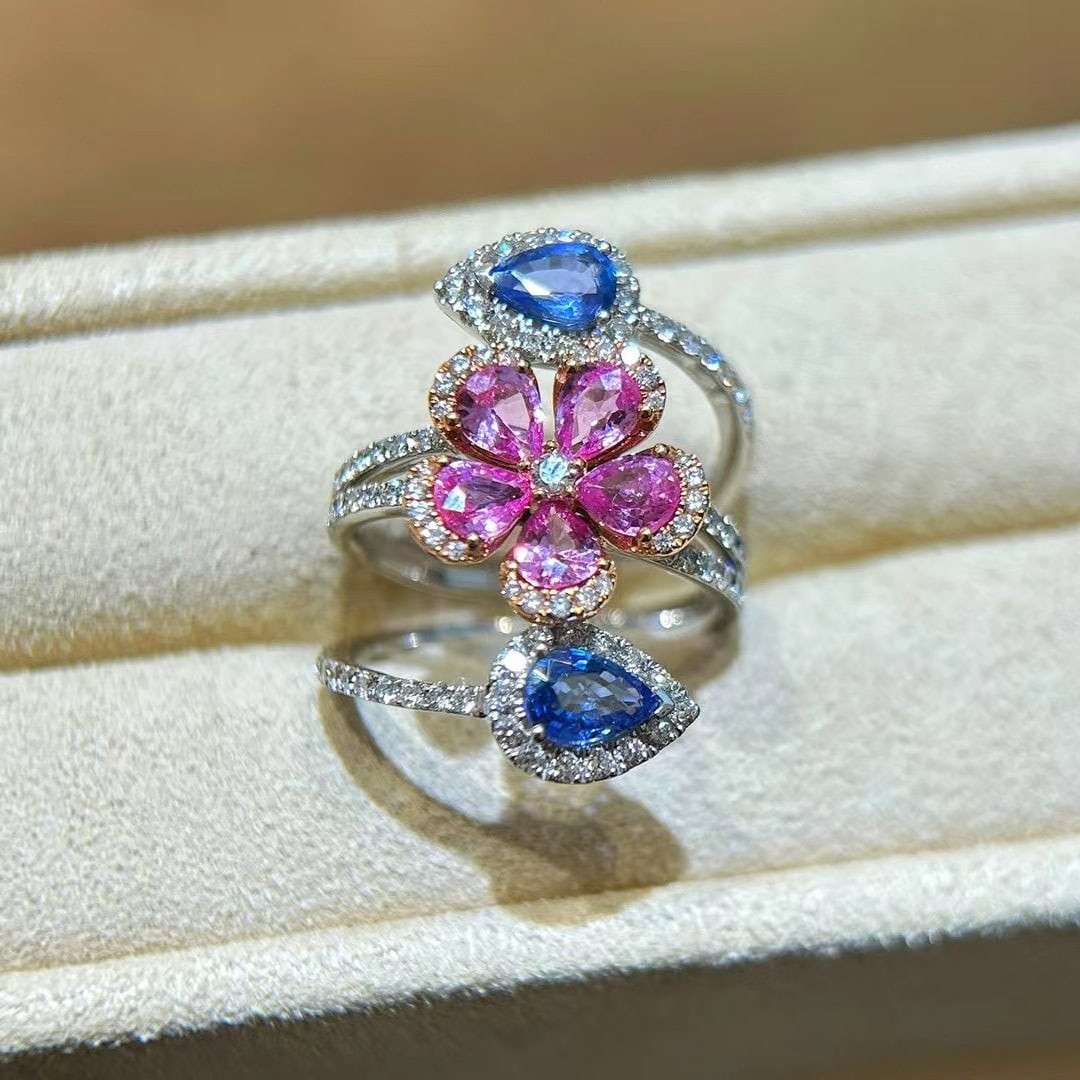 14k Gold 2.56 Ctw Natural Sapphire & Sapphire Ring - 2