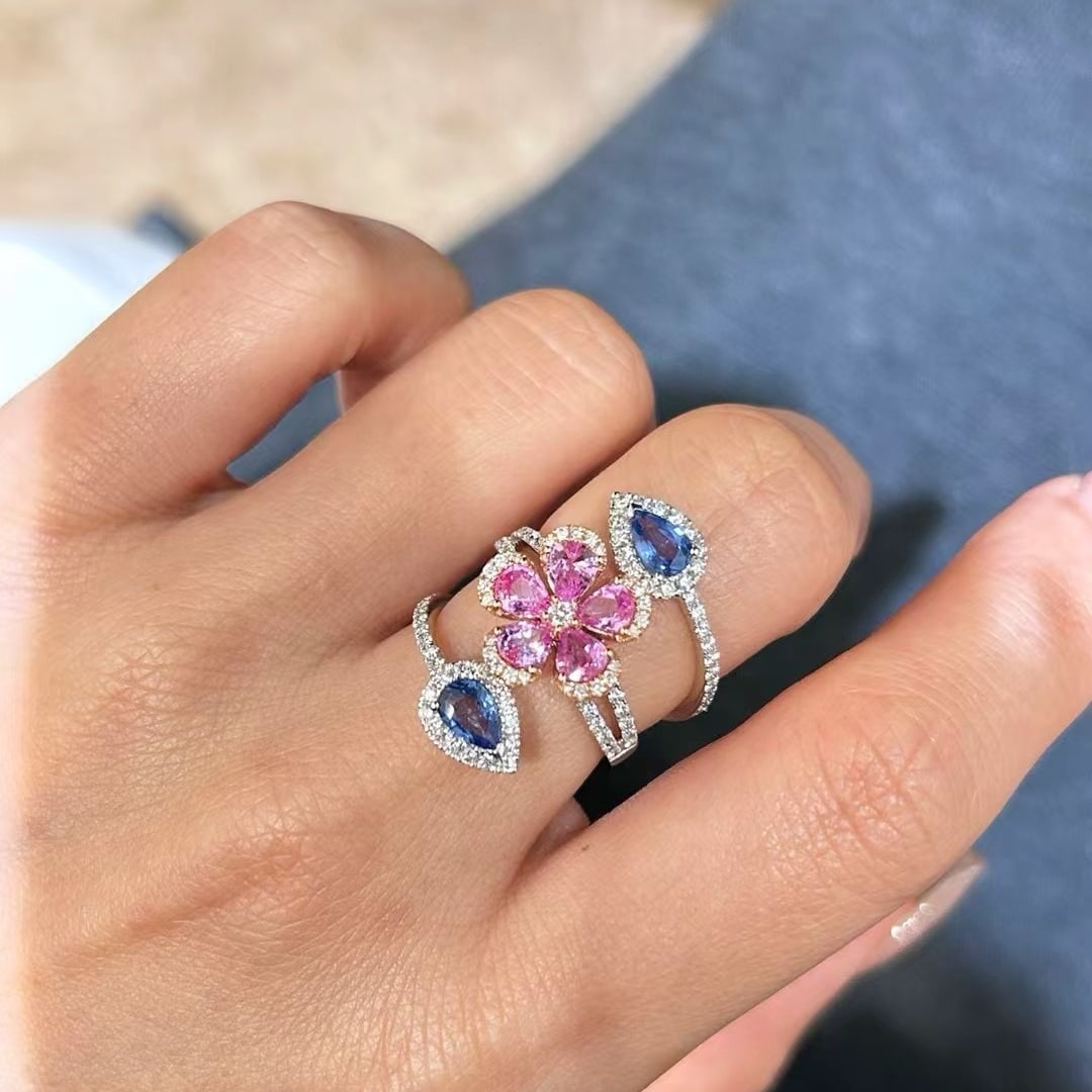 14k Gold 2.56 Ctw Natural Sapphire & Sapphire Ring - 3