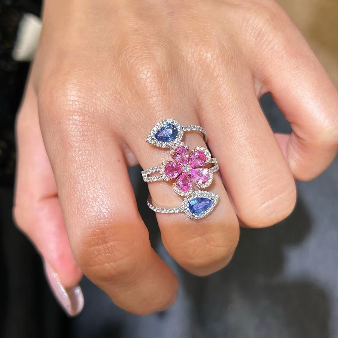 14k Gold 2.56 Ctw Natural Sapphire & Sapphire Ring - 4
