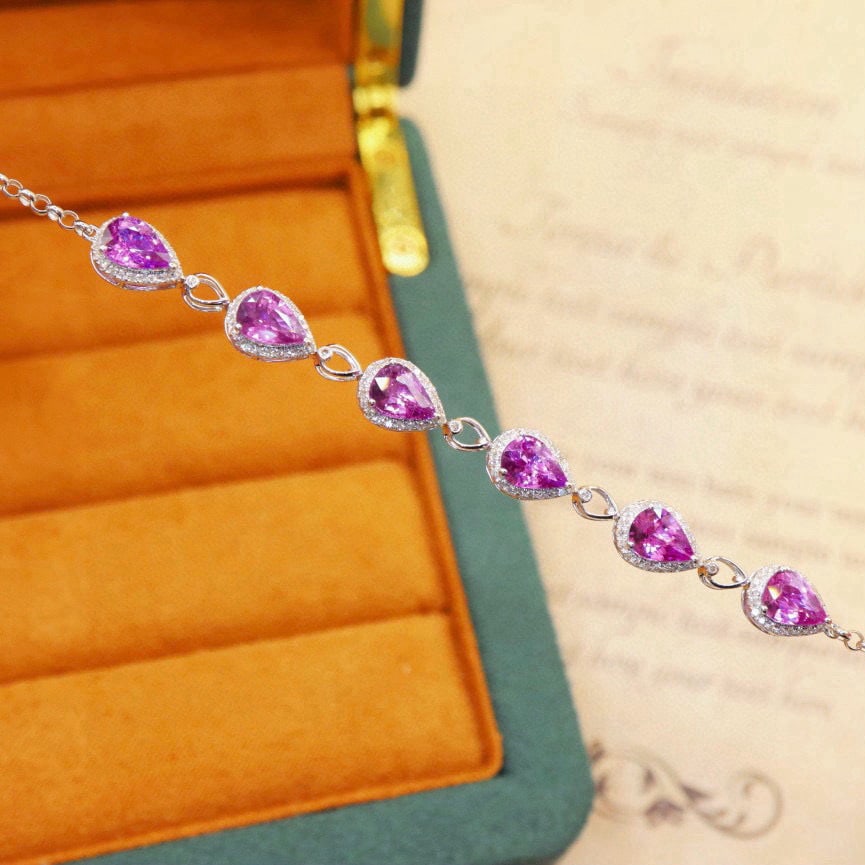 14k Gold 4.47 Ctw Natural Sapphire & Diamond Bracelet - 2