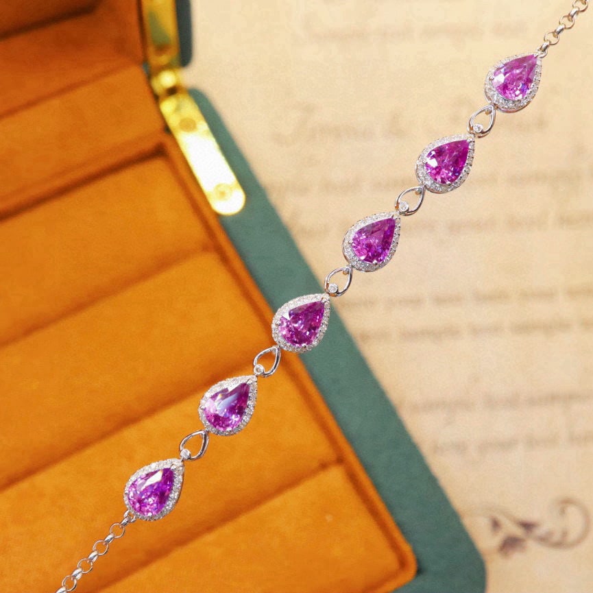 14k Gold 4.47 Ctw Natural Sapphire & Diamond Bracelet - 3