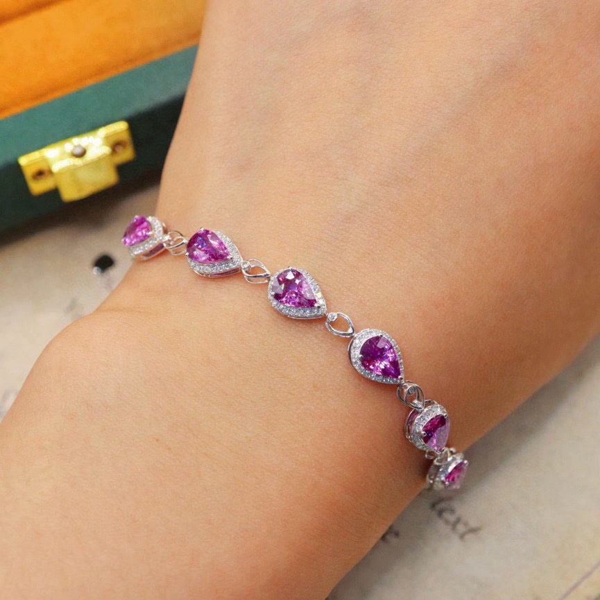 14k Gold 4.47 Ctw Natural Sapphire & Diamond Bracelet - 5