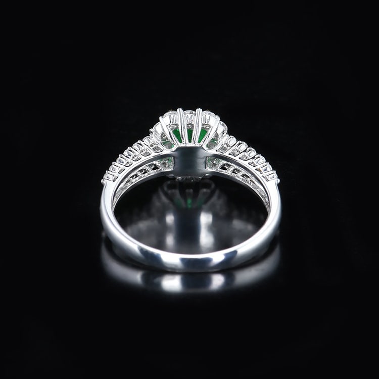 14k Gold 1.48 Ctw Vivid Green Natural Emerald & Diamond Ring - 2