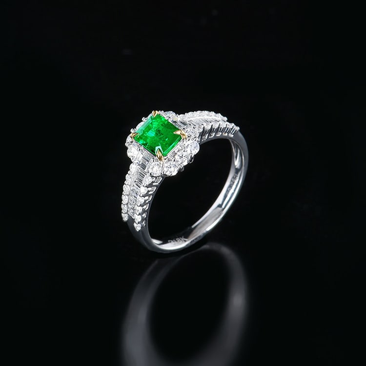 14k Gold 1.48 Ctw Vivid Green Natural Emerald & Diamond Ring - 3