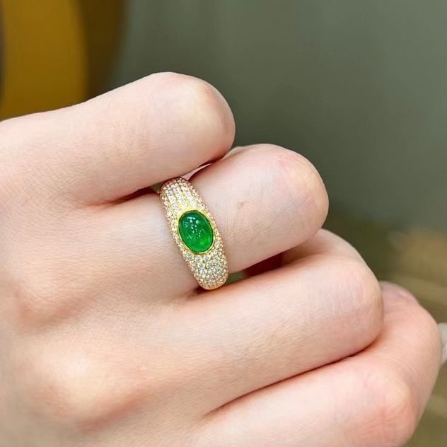 14k Gold 1.79 Ctw Vivid Green Natural Emerald & Diamond Ring - 2