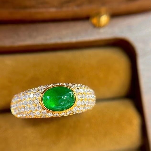 14k Gold 1.79 Ctw Vivid Green Natural Emerald & Diamond Ring - 3