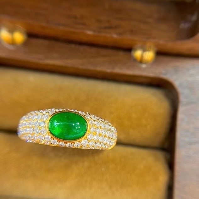 14k Gold 1.79 Ctw Vivid Green Natural Emerald & Diamond Ring - 5