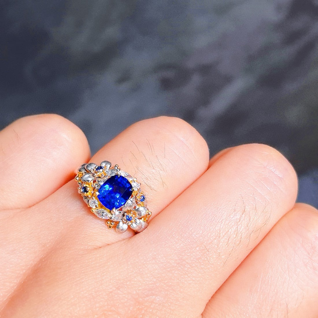 14k Gold 1.49 Ctw Natural Sapphire & Diamond Ring - 5