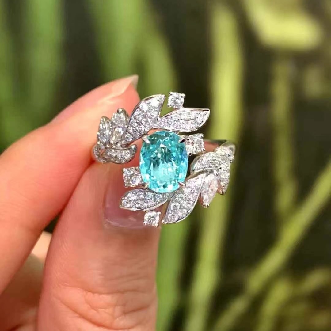 14k Gold 2.01 Ctw Natural Paraiba Tourmaline & Diamond Ring - 4