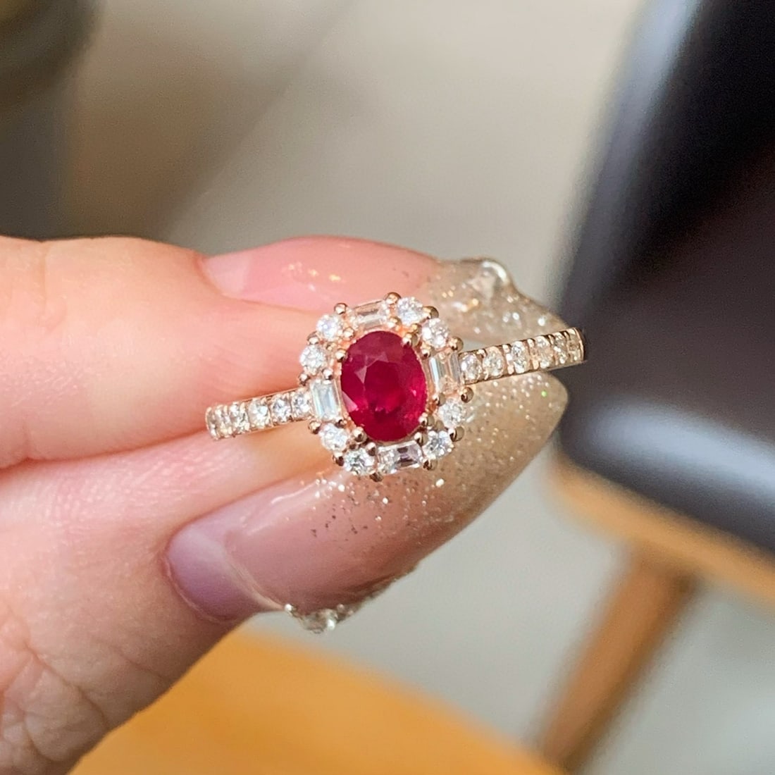 14k Gold 0.95 Ctw Natural Ruby & Diamond Ring - 5