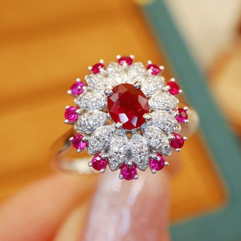 14k Gold 0.85 Ctw Natural Ruby & Ruby Ring - 3