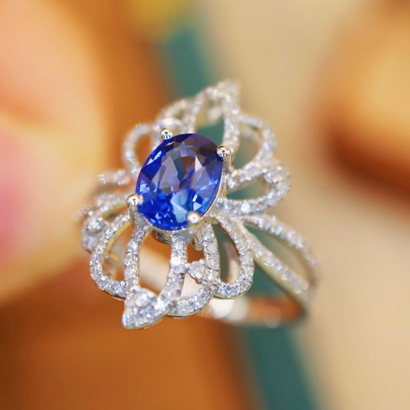 14k Gold 1.64 Ctw Natural Sapphire & Diamond Ring - 3