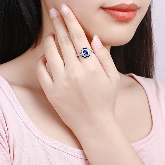 14k Gold 1.42 Ctw Natural Sapphire & Diamond Ring - 4