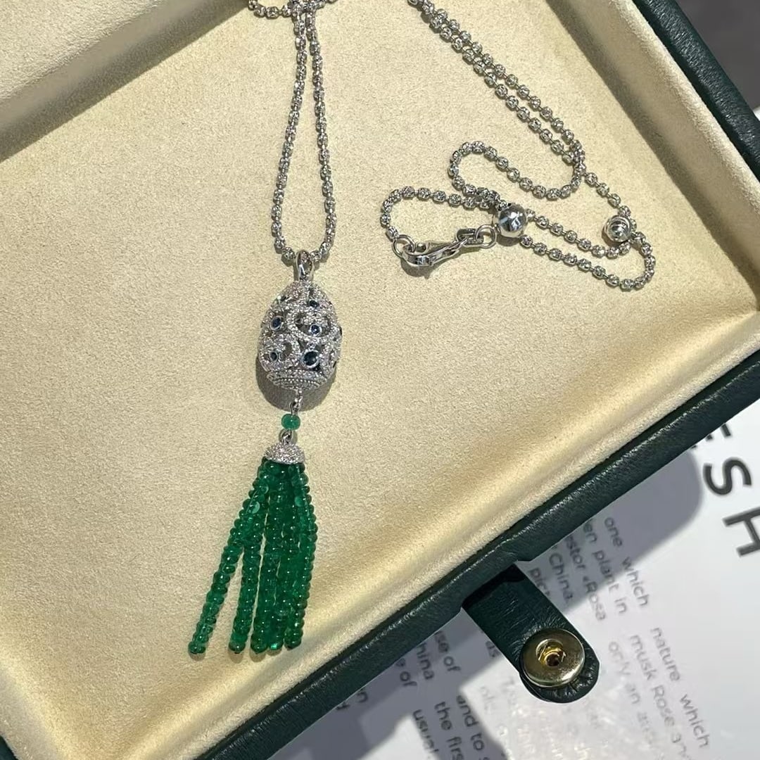 14k Gold 6.7 Ct Vivid Green Natural Emerald & Diamond Pendant( Without Chain ) - 3