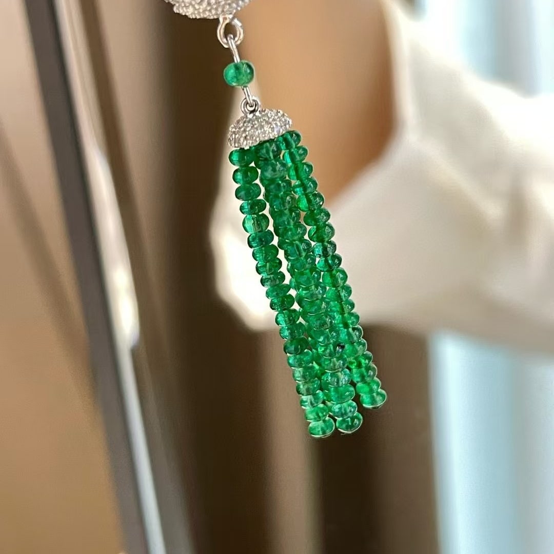 14k Gold 6.7 Ct Vivid Green Natural Emerald & Diamond Pendant( Without Chain ) - 5