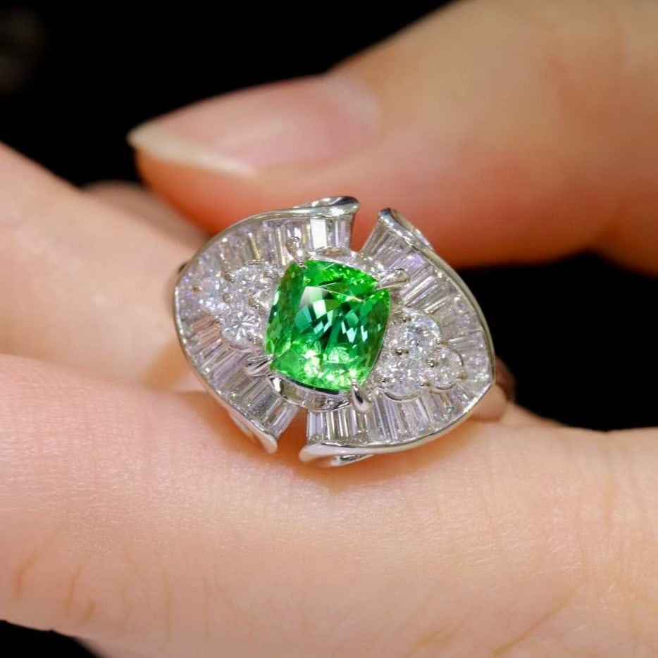 14k Gold 1.74 Ctw Natural Tourmaline & Diamond Ring - 2
