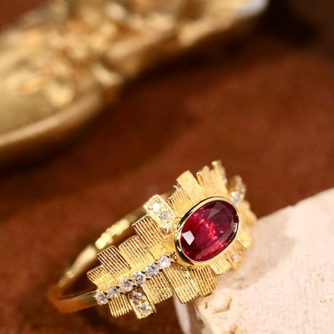14k Gold 0.71 Ctw Natural Ruby & Diamond Ring - 2