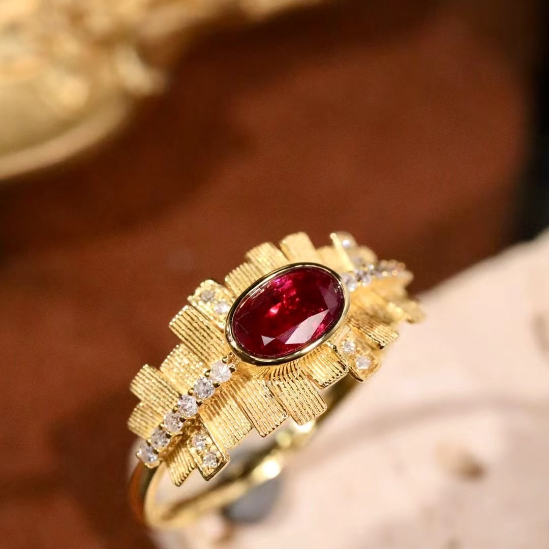 14k Gold 0.71 Ctw Natural Ruby & Diamond Ring - 3