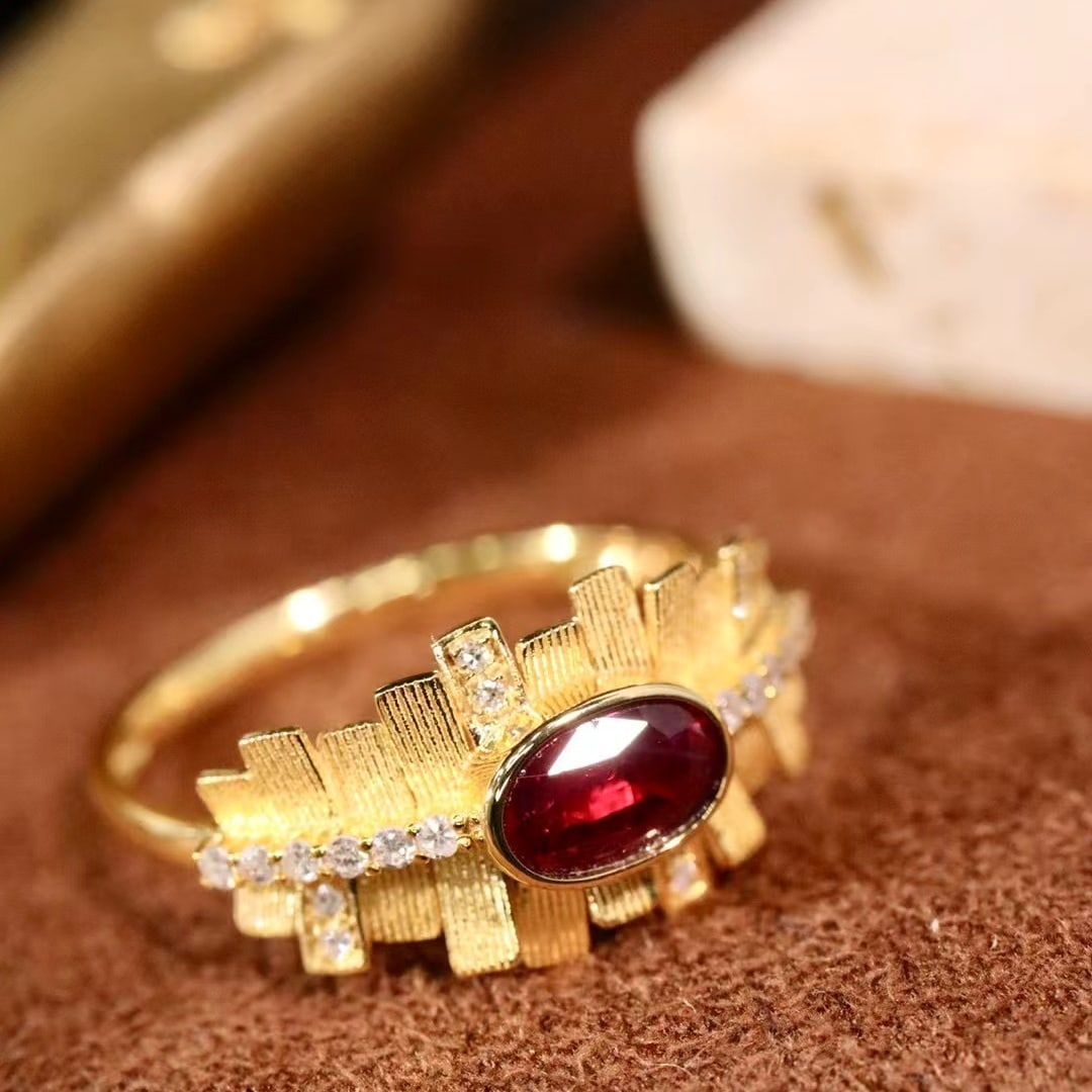 14k Gold 0.71 Ctw Natural Ruby & Diamond Ring - 4