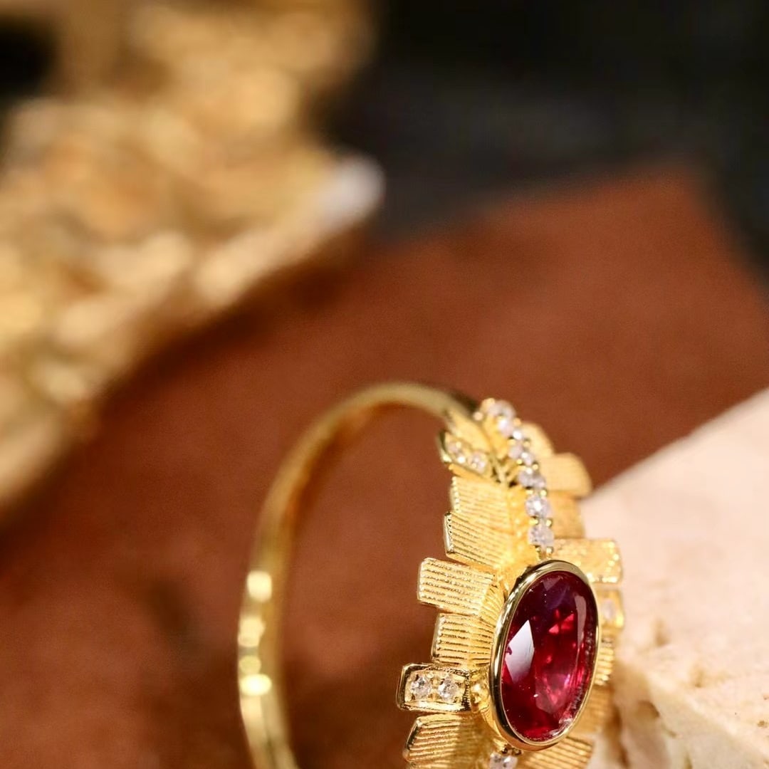 14k Gold 0.71 Ctw Natural Ruby & Diamond Ring - 5