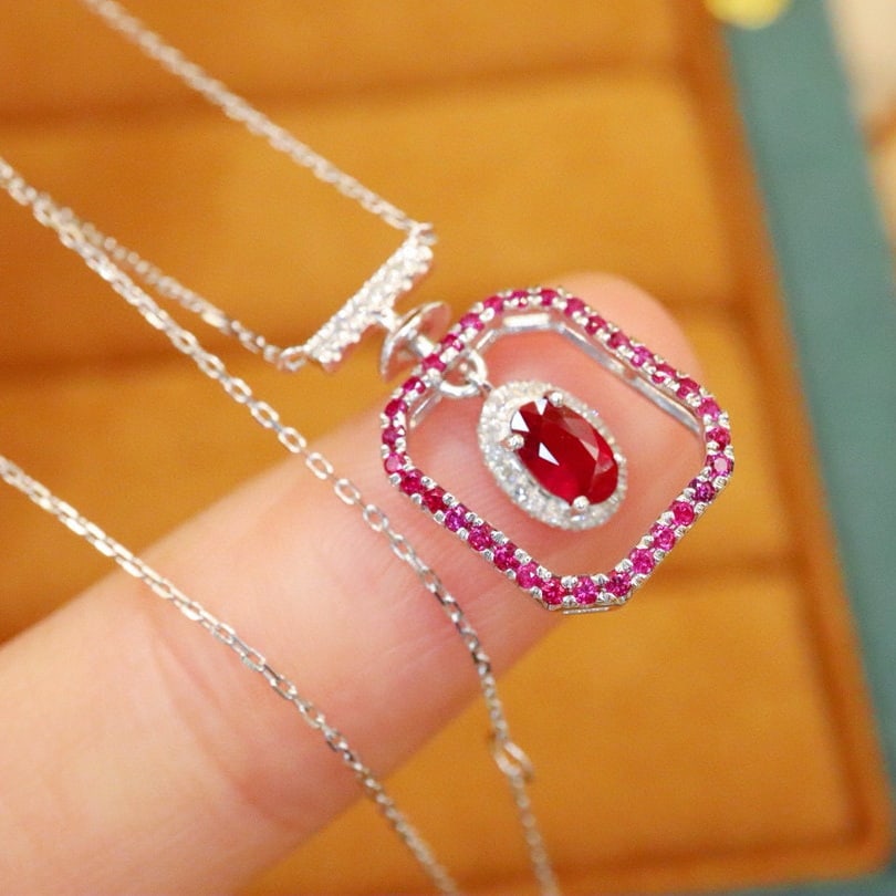 14k Gold 0.55 Ctw Natural Ruby & Ruby Necklace - 2