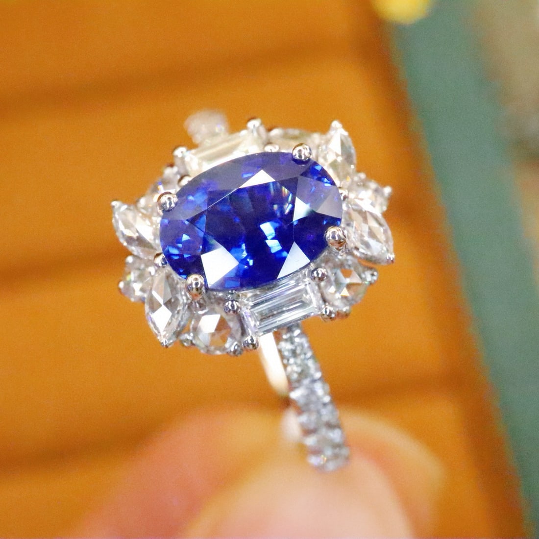 14k Gold 1.66 Ctw Natural Sapphire & Diamond Ring - 2
