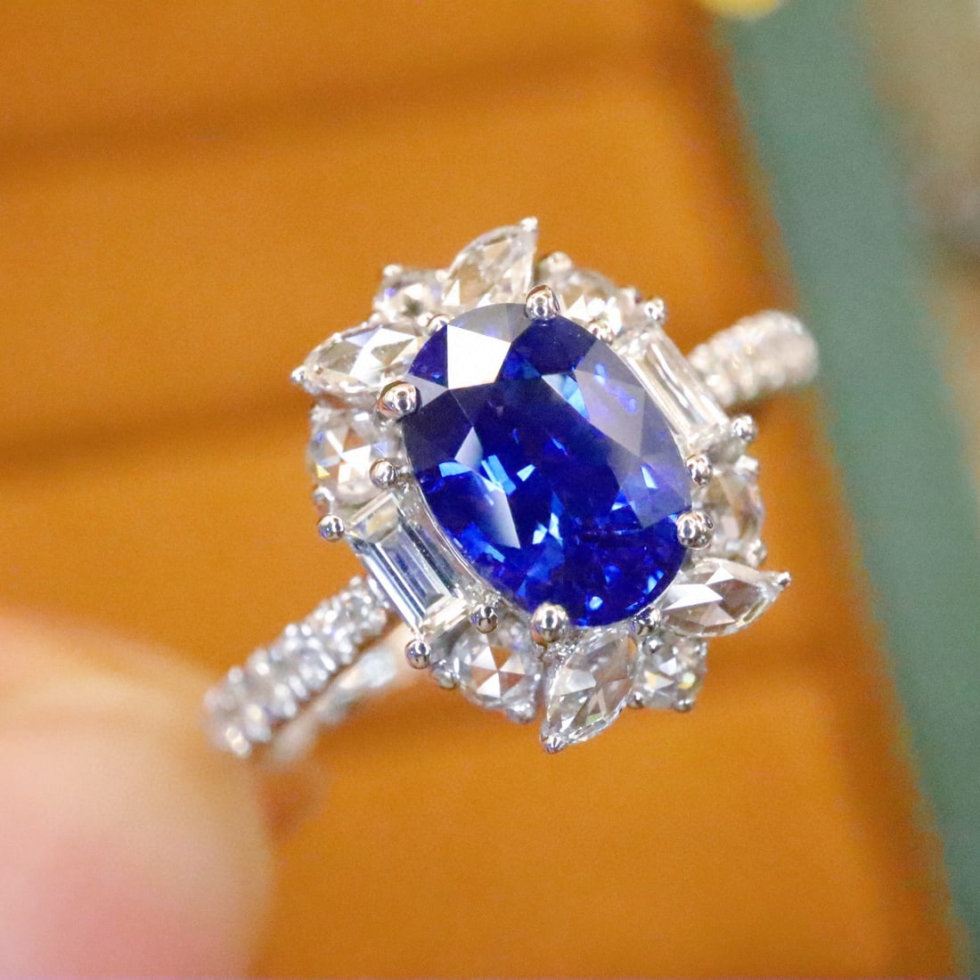 14k Gold 1.66 Ctw Natural Sapphire & Diamond Ring - 3