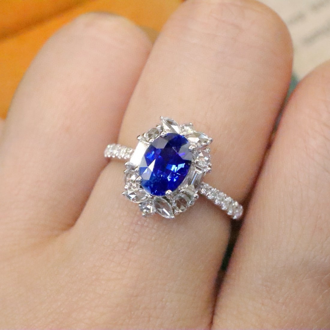 14k Gold 1.66 Ctw Natural Sapphire & Diamond Ring - 5