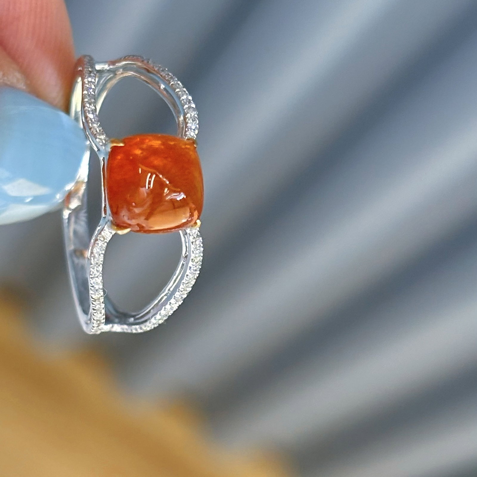 14k Gold 2.42 Ct Natural Spessartine & Diamond Ring - 2