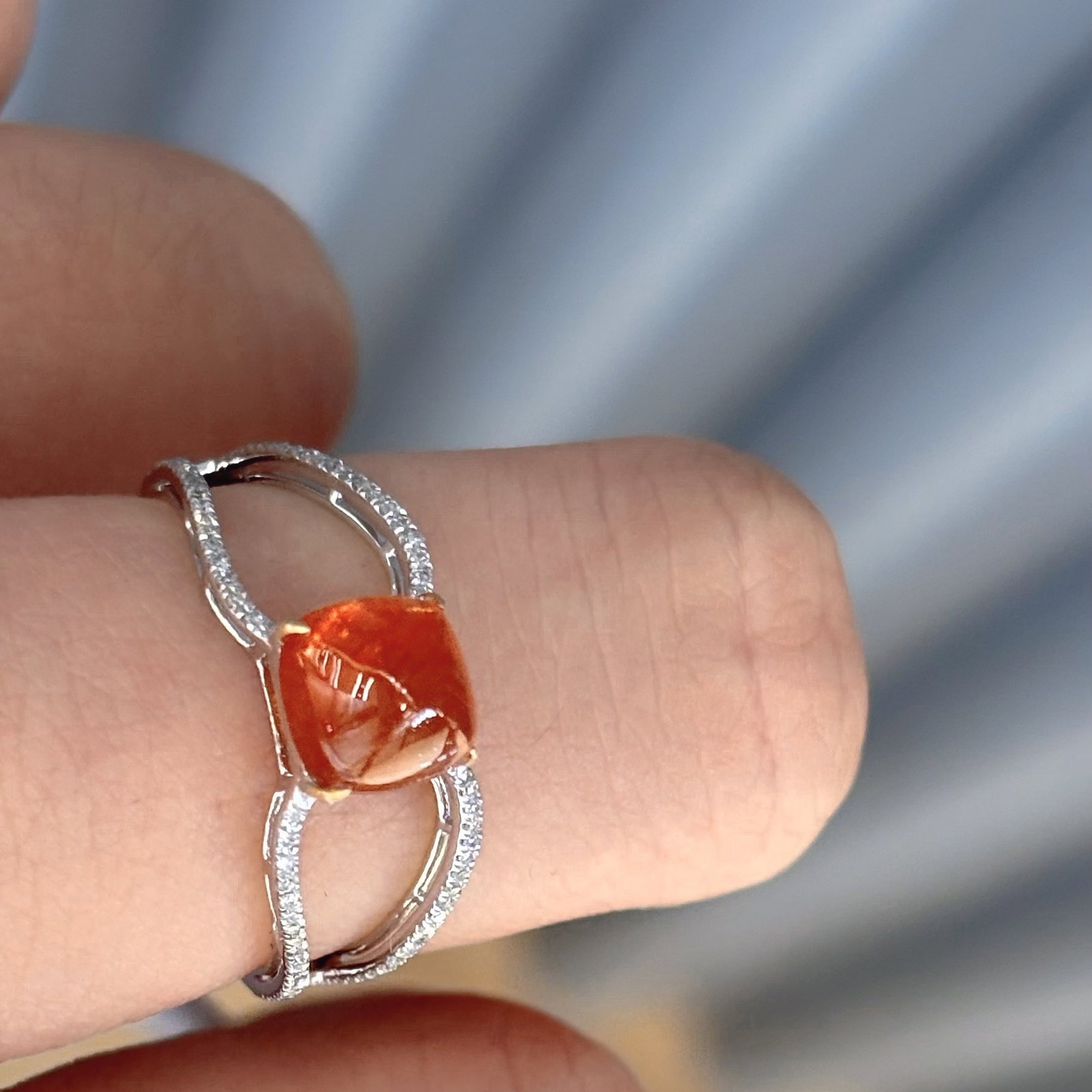 14k Gold 2.42 Ct Natural Spessartine & Diamond Ring - 5