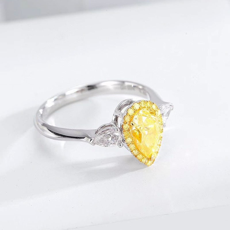14k Gold 1.00 Ct Natural Yellow Diamond & Diamond Ring - 2